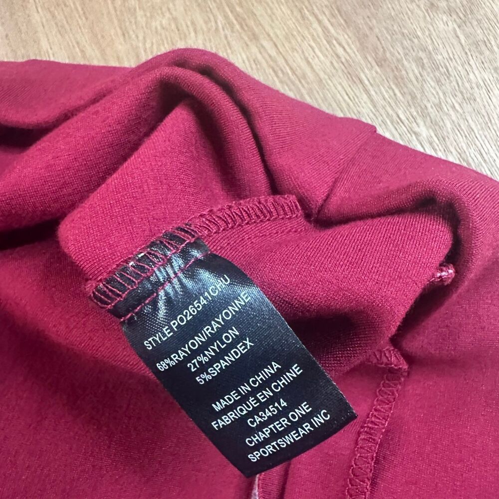 Autres Filles Women’s Dark Red Wide Leg Cropped Pants L/G Stretch Winter Career - Picture 6 of 6